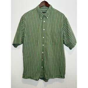 Eddie Bauer Men's TALL XL Green Plaid Short Sleeve Shirt